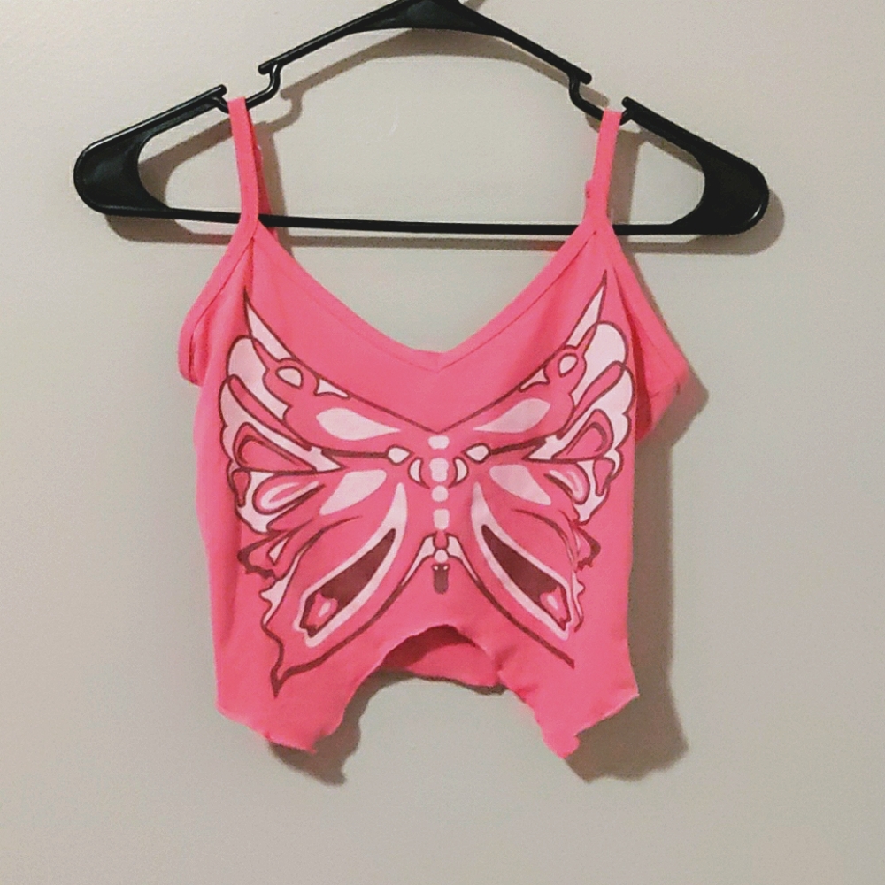 Butterfly Print Crop Cami Top